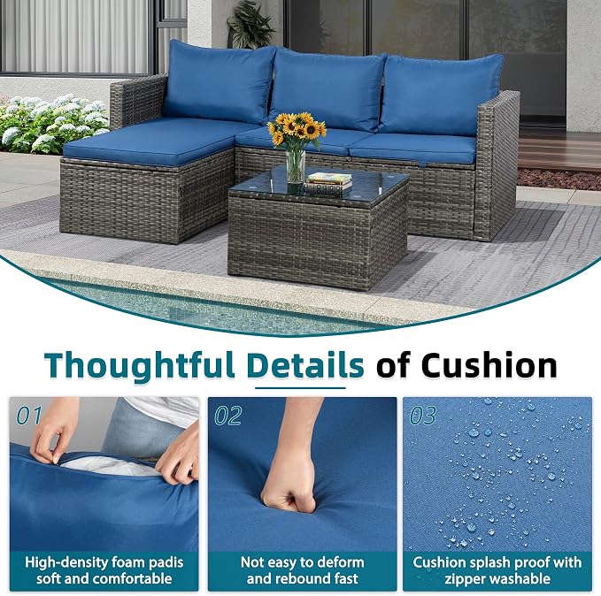 SUNLEI Small Outdoor Sofa Patio Furniture Set - Image 5