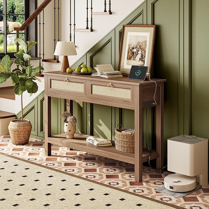 SUPERJARE Rattan Console Sofa Table - Image 9