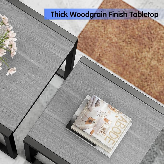Nesting Table Set of 3 Side Tables, Modern Coffee Table Stacking End Table - Image 6