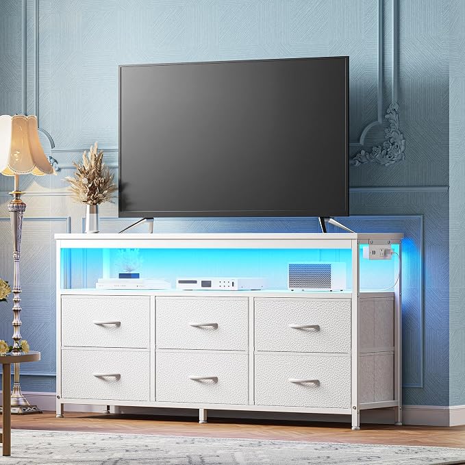 Huuger LED TV Stand for Bedroom, 47 Inch Dresser TV Stand for 43, 55 Inch TV by Huuger