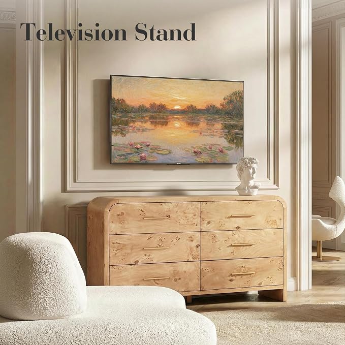 Curved 6-Drawer Dresser for Bedroom, Vanity Desk TV Stand for Living Room - Image 4