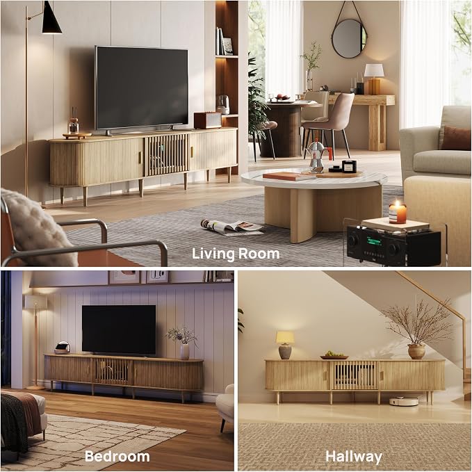94.5" Fluted Mid Century Modern TV Stand - Image 6