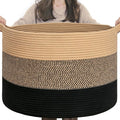 INDRESSME XXXLarge Cotton Rope Basket 21.7" x 21.7" x 13.8" Woven Baby laundry by INDRESSME