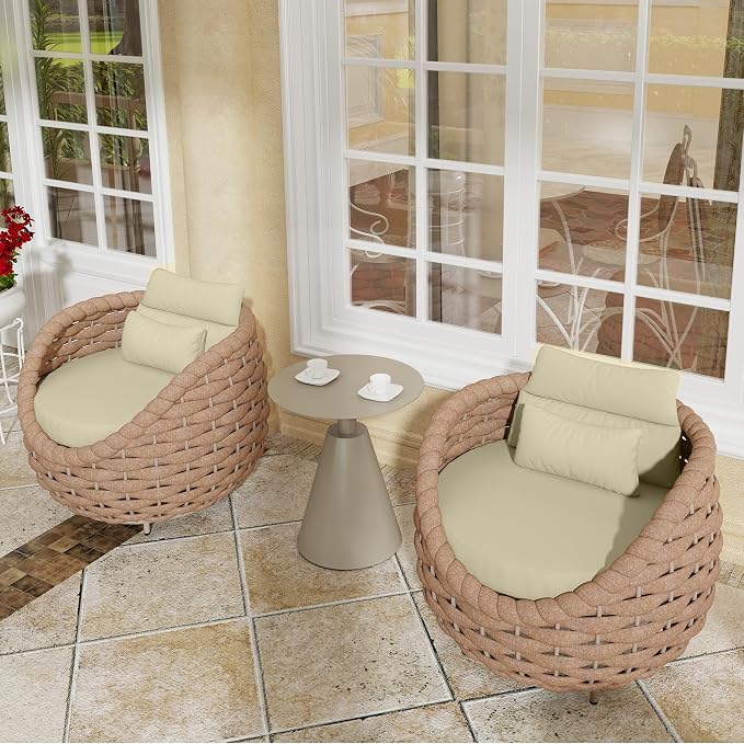 TWT Aluminum Outdoor Patio Furniture Set, 4 Textilene Armchairs Modern Outdoor - Image 9