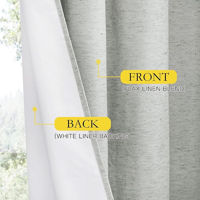 NICETOWN Grey Full Shade Linen Curtain Panels 84" Long, Pair of Energy Smart & - Image 5