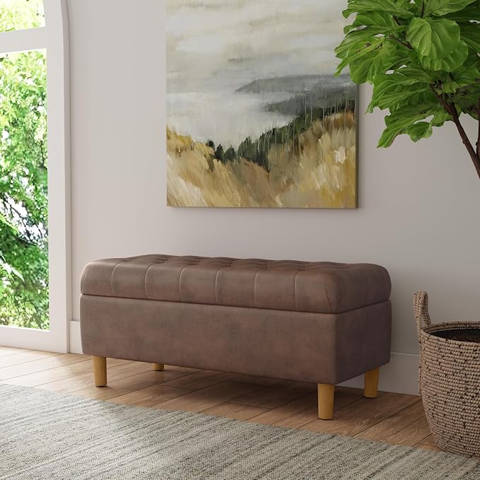 Homepop Home Decor | Tufted Ainsley Button Storage Ottoman Bench - Image 2
