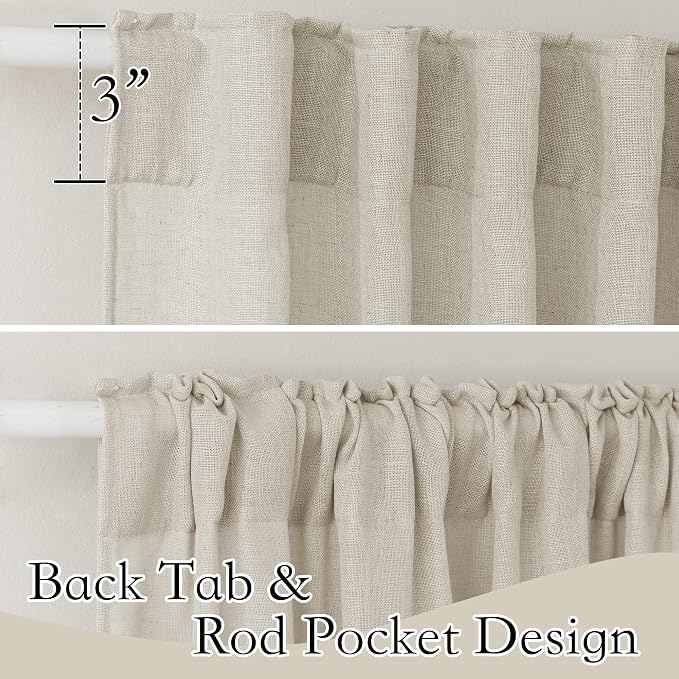 RYB HOME Extra Wide Semi Sheer Curtains, Back Tab Room Divider - Image 2