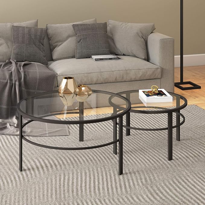 Henn&Hart Round Nested Coffee Table in Blackened Bronze, Coffee Table coffee - Image 2