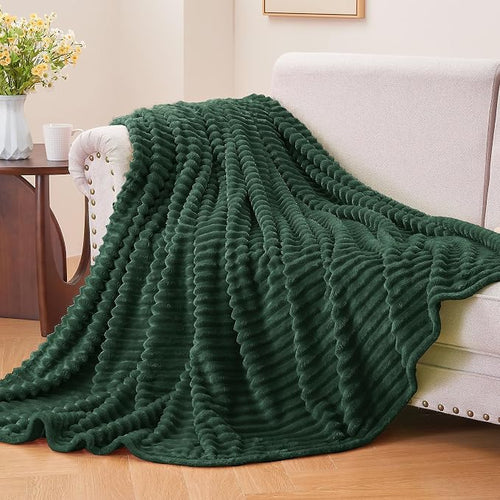 BEDELITE Fleece Throw Blanket for Couch – 3D Ribbed Jacquard Soft and Warm - Image 2