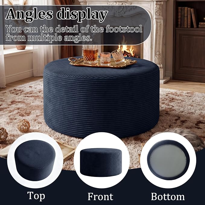 BSHOMGI Coffee Table Round Ottoman, Oversized Footrest - Image 6