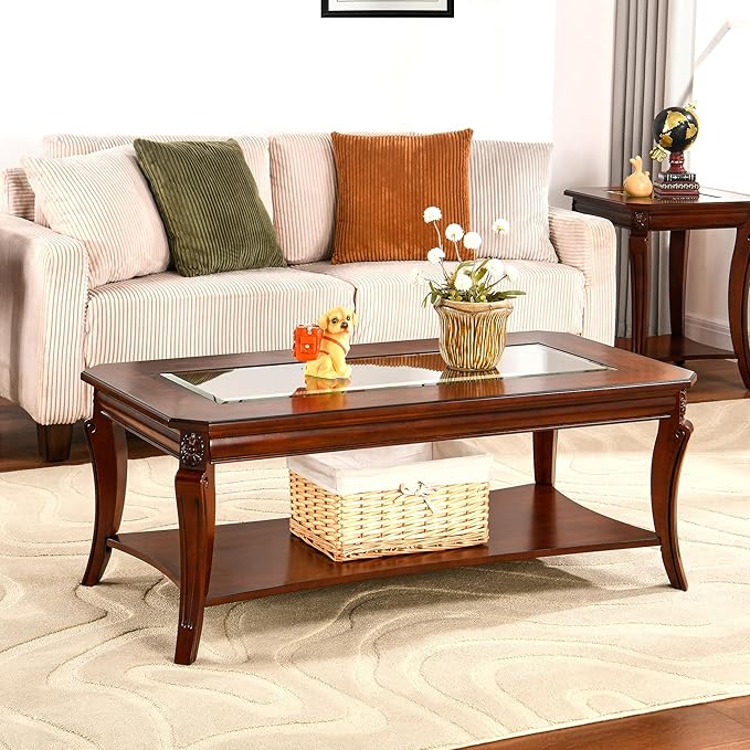 Traditional Distressed Farmhouse Style Coffee Table Set - Image 6