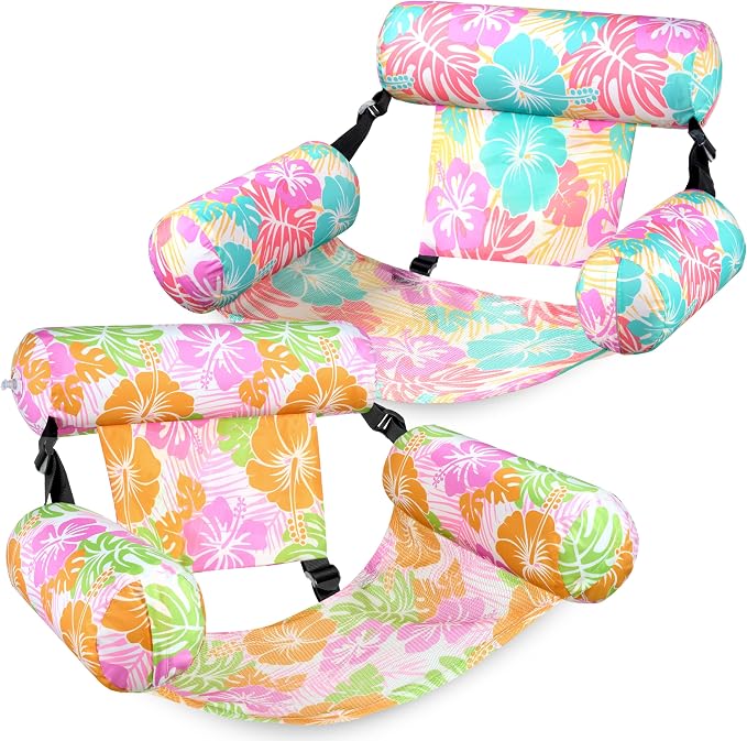 SLOOSH Inflatable Pool Floats Adult, 2 Packs Floating Lounge Chairs, Blow up by Sloosh