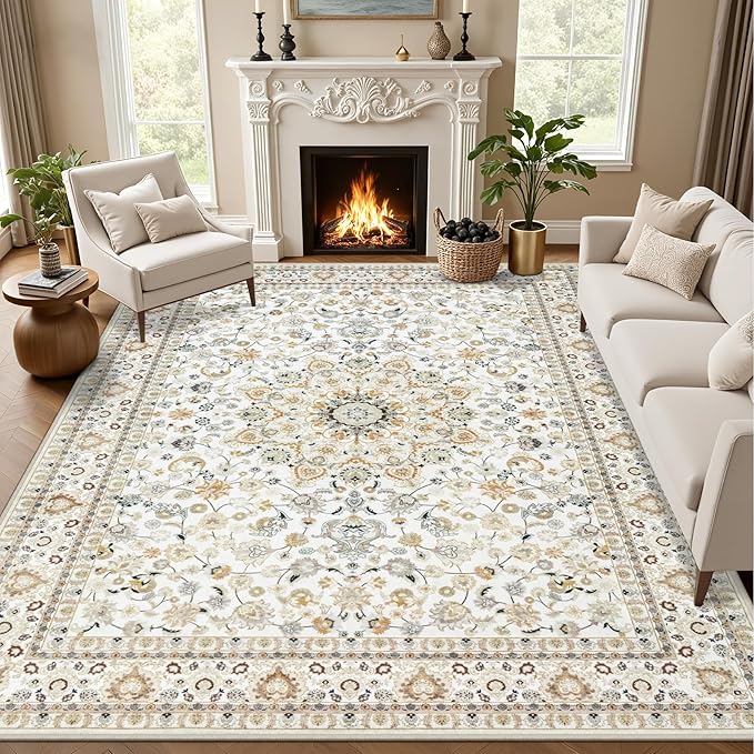 3x5 Area Rugs Living Room Rug: Washable Vintage Boho Rug No Slip Stain by EXPEDIX