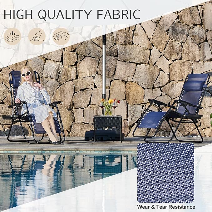 Sweetcrispy Zero Gravity Chairs Set of 2, Outdoor Folding Reclining Lounge Chair - Image 4