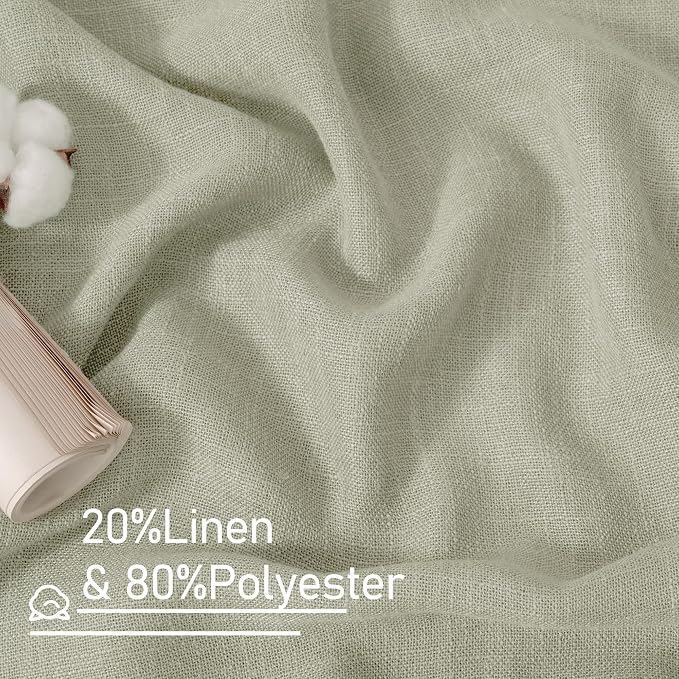 LAMIT Linen Curtains for Living Room, Sage Grey 90 Inch Length Bronze Grommet - Image 3