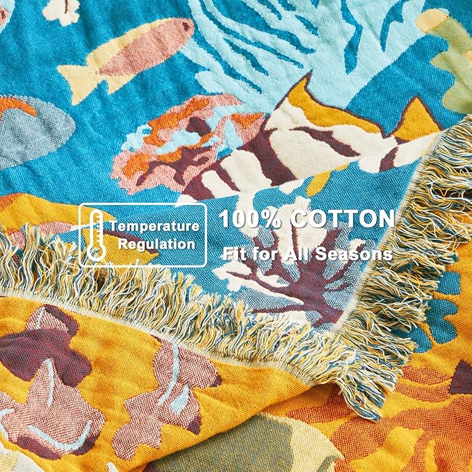 LUTBM Throw Blanket for Bed 100% Cotton Blankets for Bedroom Living Room Summer - Image 6
