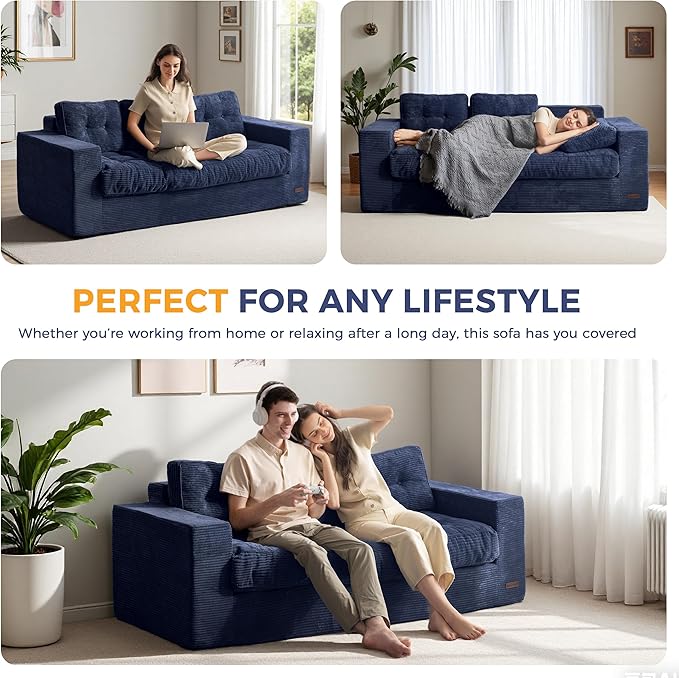 MAXYOYO Oversized Loveseat Sofa Couch, Upholstered Bean Bag Chair Cloud 3-Seat - Image 3
