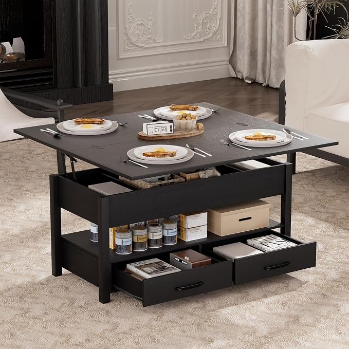 SYESWAY 42'' Lift Top Coffee Table, 4-in-1 Multifunctional Lift Coffee Table - Image 9