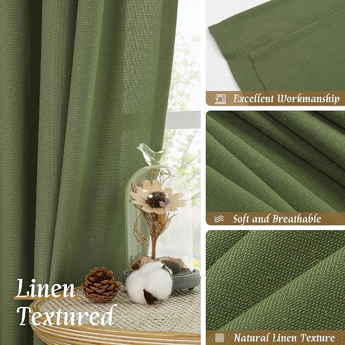 LAMIT Linen Curtains 45 Inch Length 2 Panels Set - Image 7