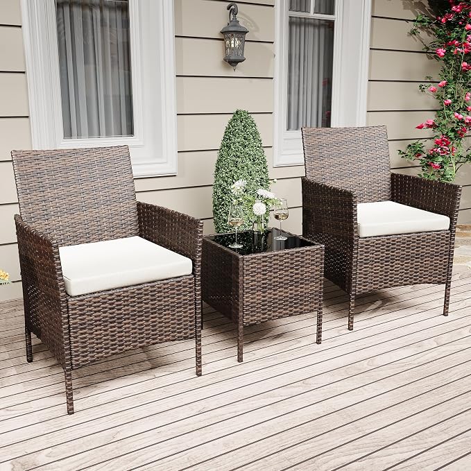 GarveeLife 3-Piece Patio Furniture Set, Rattan Outdoor Furniture - Image 6
