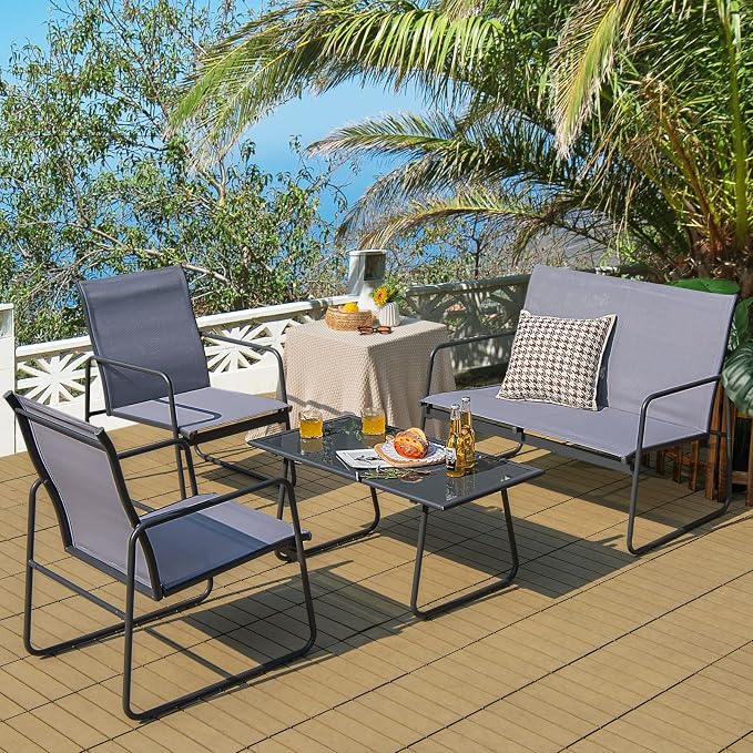 Tangkula 4 Pieces Patio Furniture Set, Outdoor Conversation Set by TANGKULA