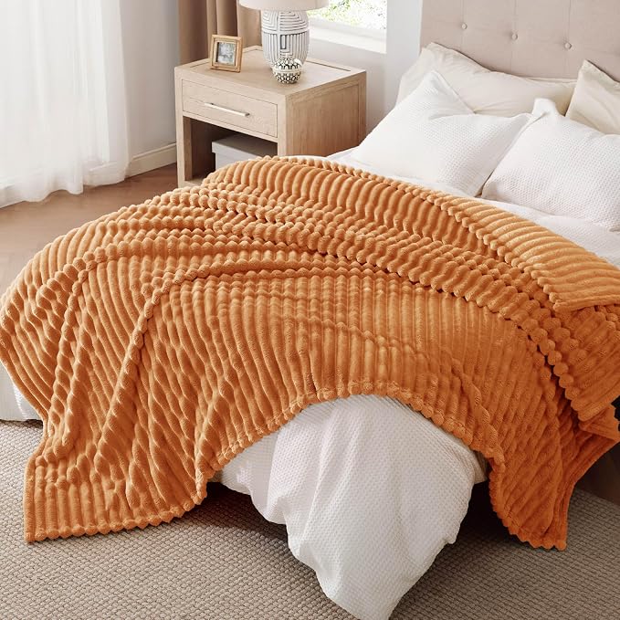 Bedsure GentleSoft Orange California King Size Blanket - Image 5