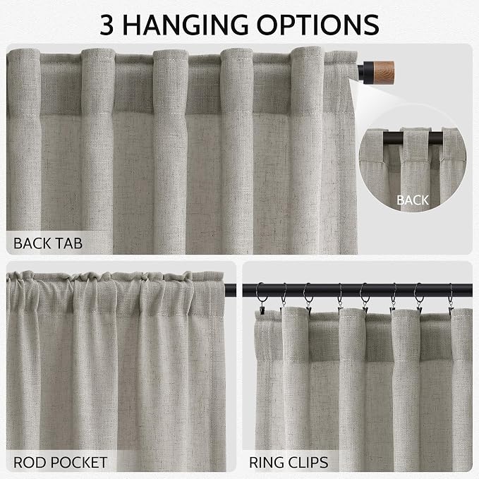 Silver Grey Linen Curtains 102 Inches - Image 2