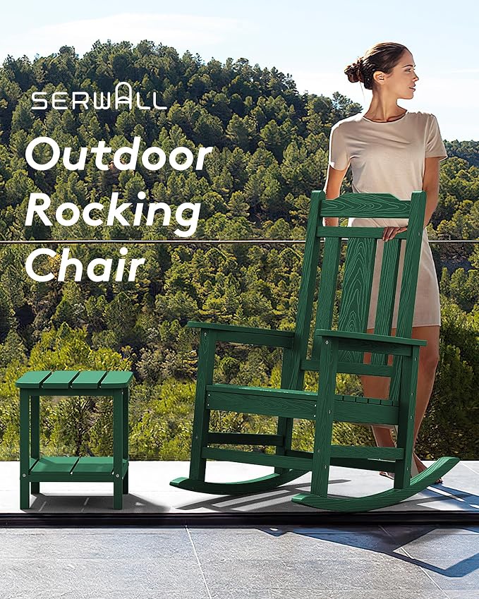 SERWALL HDPE Outdoor Rocking Chair Set of 4, Patio Rocking Chairs Set, Rocking - Image 6