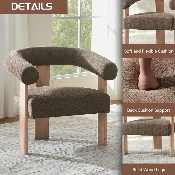 VKNOW Accent Chair Living Room Chairs Set of 2, Modern Upholstered Arm Chair - Image 4