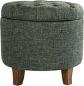 Homepop Home Decor | Upholstered Round Tufted Foot Rest Ottoman | Ottoman by HomePop