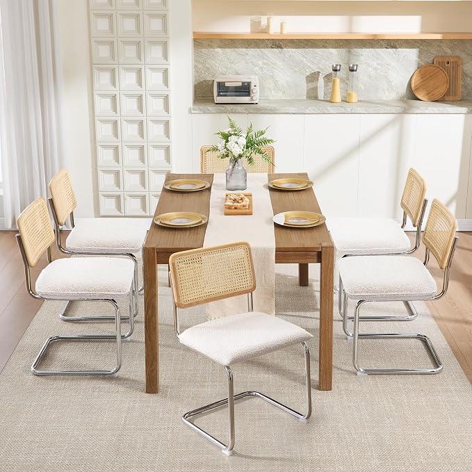 Zesthouse Natural Rattan Dining Chairs Set of 4, Modern Kitchen Chairs - Image 2