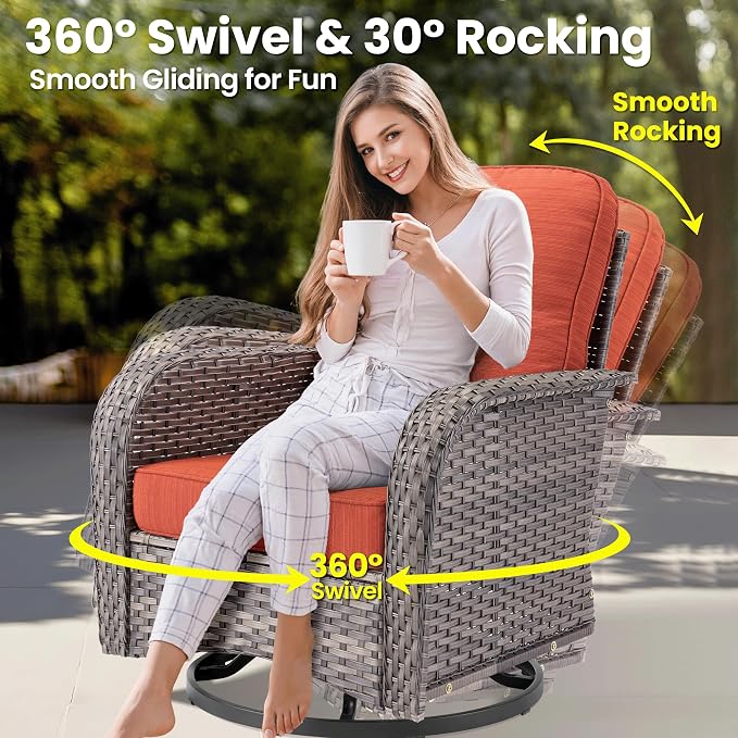 ovios 7 Pieces Patio Furniture Set, Outdoor Wicker Sofa Couch - Image 4