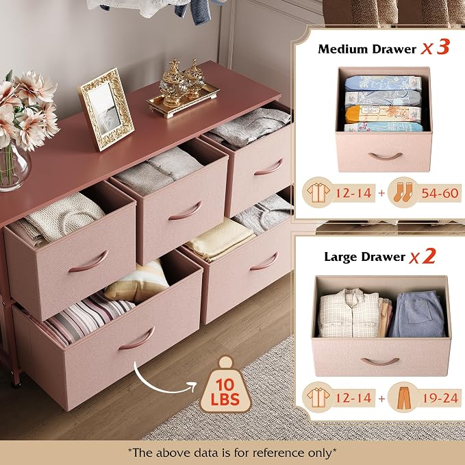 WLIVE Dresser for Bedroom with 5 Drawers, Wide Chest of Drawers, Fabric Dresser - Image 4