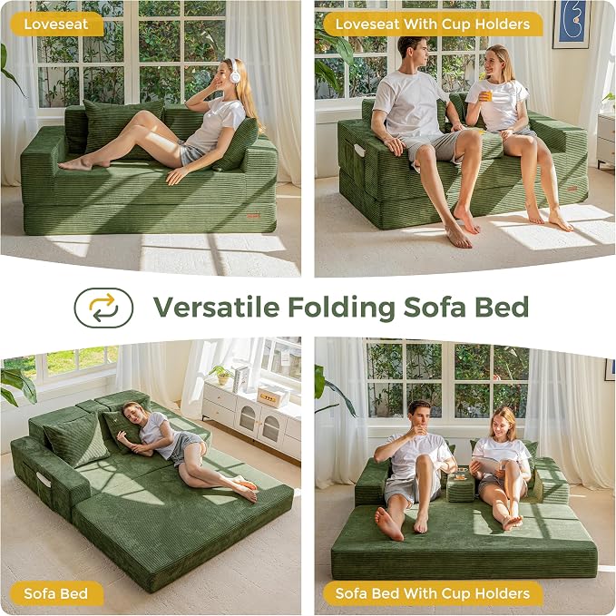 MAXYOYO Loveseat Sofa Bed, 4 in 1 Convertible Boneless Couch Folding Recliner - Image 3