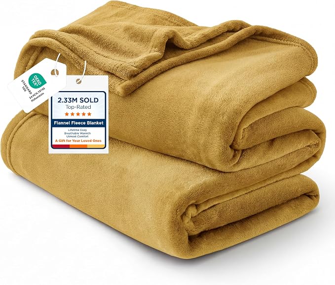Bedsure GentleSoft Fleece Blanket Twin Size Yellow by BEDSURE