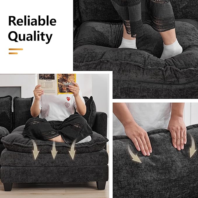 76'' Cloud Deep Seat Loveseat, Upholstered Chenille Modular 2-Seats Sectional - Image 5