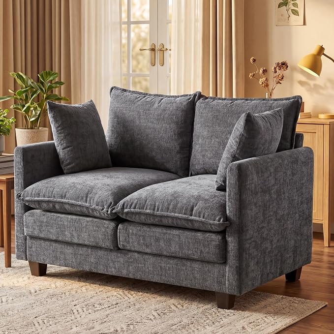 Loveseat Sofa with Cloud 3-Layer Cushion & 27" Deep Seat, Modern Love Seat by KeepYoungJoyFitYourFlow