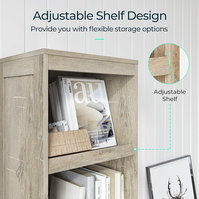 LINSY HOME 5-Shelf Bookcase, Narrow Bookshelves Floor Standing Storage Shelves - Image 5