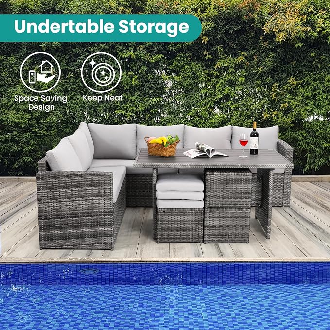 Wumiokio Patio Furniture Set, 7 Pieces Outdoor Patio Furniture - Image 4