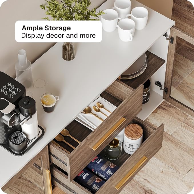 BELLEZE Set of 2 Sideboard Buffet, 60‘’ Console Table - Image 5
