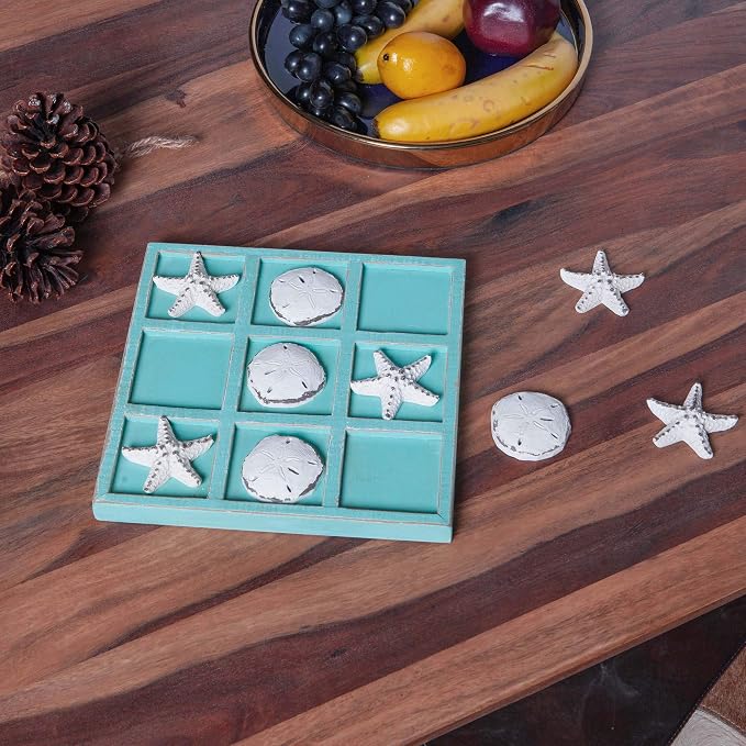 NIKKY HOME Beach Tic Tac Toe for Fun Starfish Sand Dollar Coastal House Coffee - Image 4