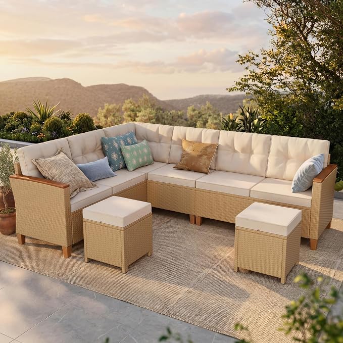 HERA'S HOUSE Small Patio Furniture Set, 6 Piece Wicker Outdoor Patio by HERASHOUSE