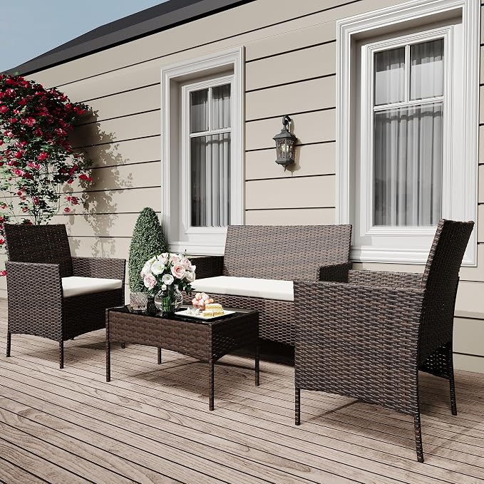 GarveeLife 4-Piece Patio Furniture Set, Rattan Outdoor Furniture - Image 7