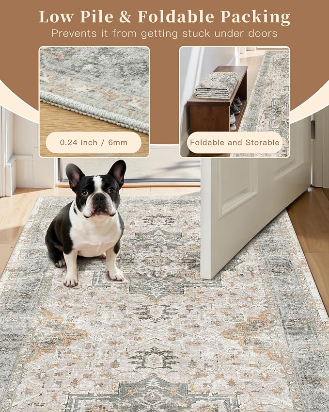 Madane Runner Rug 2'6''x8' Kitchen Runner, Hallway Runner Printed Vintage Rug - Image 6