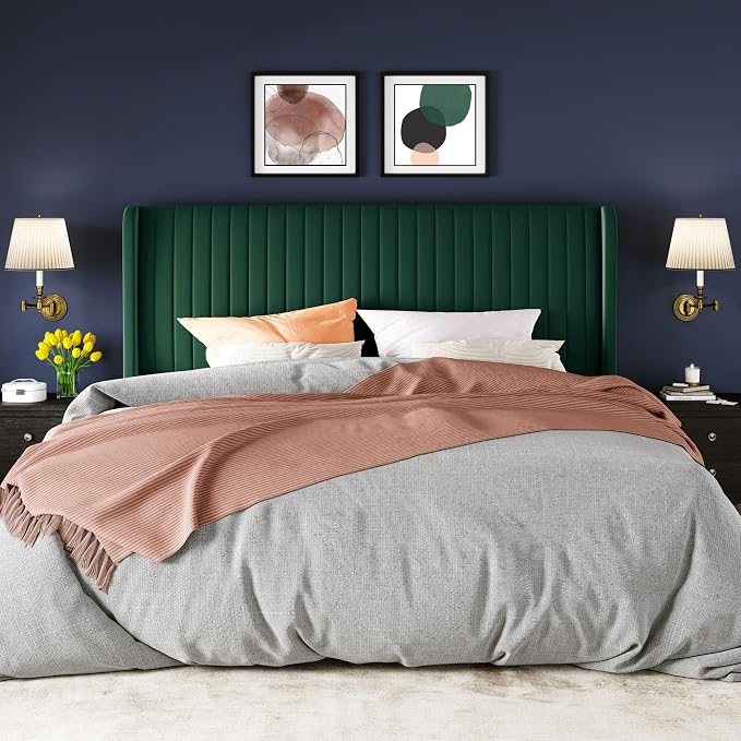 Allewie King Size Bed Frame/Velvet Upholstered Platform Bed/Vertical Channel - Image 3