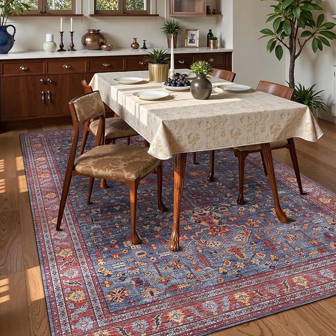 Washable Area Rug 9' x 12' Vintage Traditional Persian Mat - Image 3