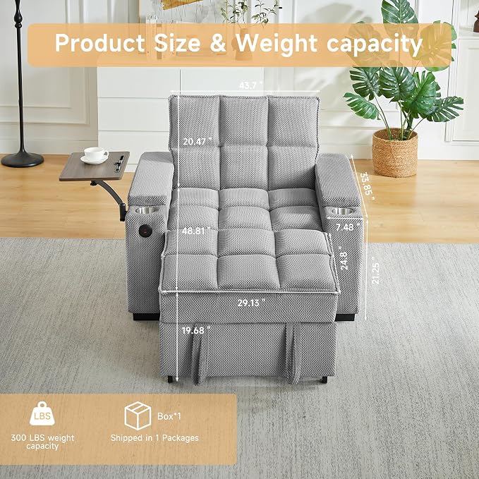 Auvsoce 3-in-1 Folding Convertible Sofa Bed Set of 2, Sleep Couch - Image 2