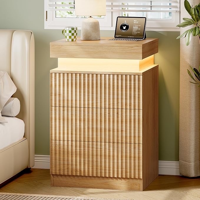 Xixini Fluted Nightstand Set of 2, Night Stand - Image 8