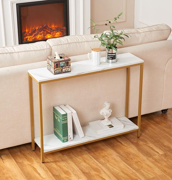 loglus Console Table for Entryway, Faux Marble MDF Indoors Sofa Table - Image 6