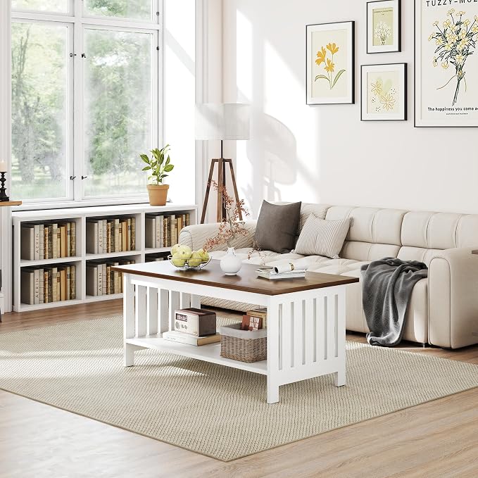 YOSHOOT 39.4" Farmhouse Coffee Table - Image 7